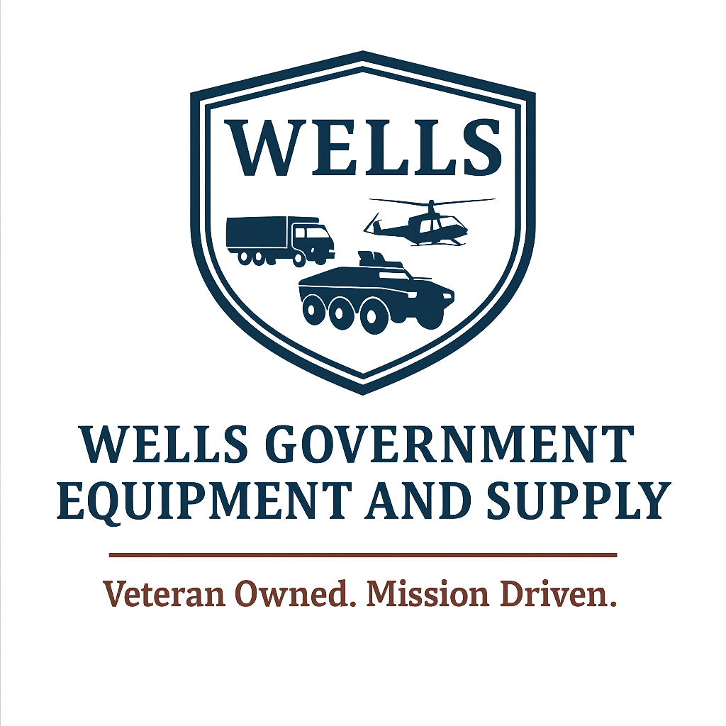 Company logo with shield and miltary vehicles.